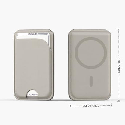Magnetic Wallet for Mag-Safe with Adjustable Stand, 5 Card Holder, RFID Blocking,Upgraded Leather Card Holder Wallets Compatible with iPhone 17 16 15 14 13 12 Series - color: Grey folding support