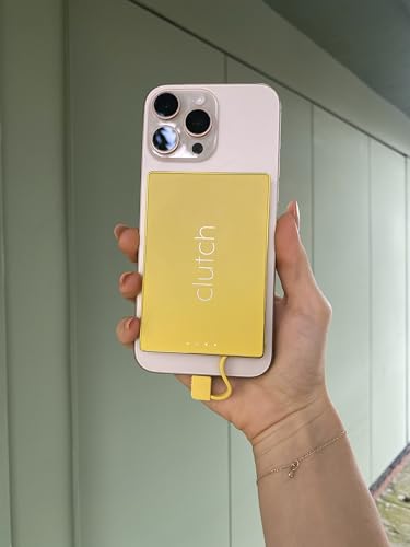 Clutch - Pro USB-C Portable Charger - Compatible with iPhone 15, 16, 17 & Android Devices - Power Bank Magnetic Battery - TSA Travel Approved - USB Rechargeable - Built-in Cable - 5000 mAh - 3.7oz - color: Yellow