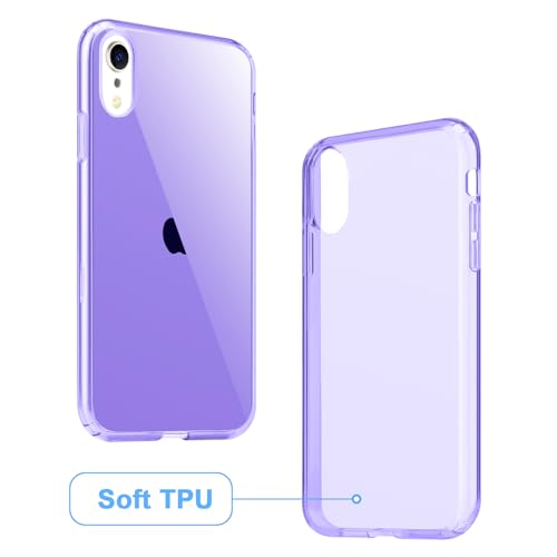 JJGoo Compatible with iPhone XR Case Clear Soft Transparent Shockproof Protective Slim Thin Bumper Phone Cover for XR, Clear Purple - color: Purple