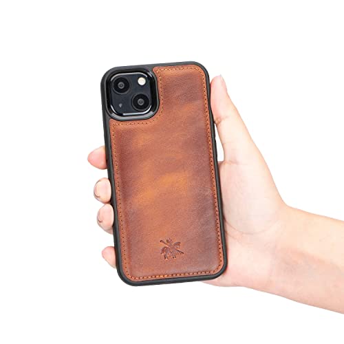 Venito Lucca Leather Case Compatible with iPhone 13 Mini (5.4 inch) – Extra Secure with Padded Back Cover (Antique Brown) - color: Antique Brown, size: iPhone 13 Mini