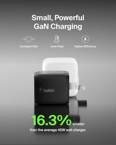 Belkin 45W Dual GaN USB C Charger Block, 2 Pack, Fast Charging - style: 45W Black 2-pack
