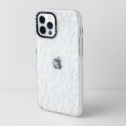 Dumkery Cute White Flowers Case Compatible with iPhone 12 Pro Max Clear Case, Floral Aesthetic Pattern, Soft TPU Shockproof Slim Cases Cover for Girls Women - size: iPhone 12 Pro Max