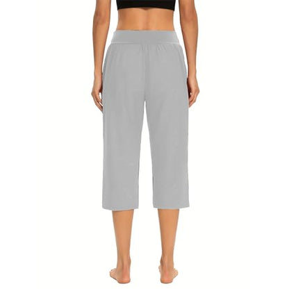 Womens Cropped Pants Plus Size Elasticated Waist Stretch Capri Pant - color: A#04 Gray, size: 5X-Large