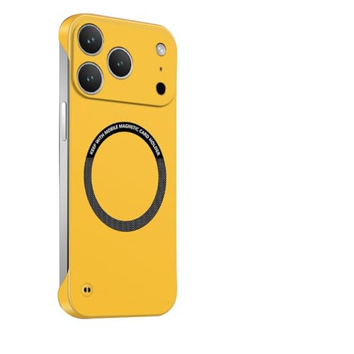 Frameless Magnetic Series Designed for iPhone 14 Pro Max Case[Compatible with MagSafe] Borderless Ultra Thin Slim Fit,Lightweight Minimalist Hard PC Yet Protective Shockproof Cover,Yellow - color: Yellow, size: iPhone 14 Pro Max