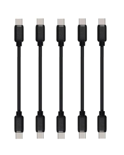 4-inch USB C-C Cables, 5 Pack, for iPhone17/16/15/iPad 10th Gen/iPad mini 6th, iPadAir 4th/5th, Galaxy S26/S25/S24/S23/S22/S21/S20/S10/S9/S8, Tablets, etc. (Black, 4-inch) - color: Black
