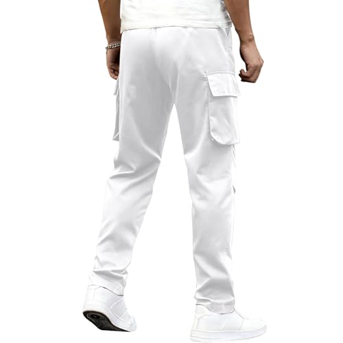 Men Cargo Pants Ripstop Heavy Duty Tactical Waterproof Deep Pockets Casual Beach Construction Tactical Pants for Men - color: A White, size: Large