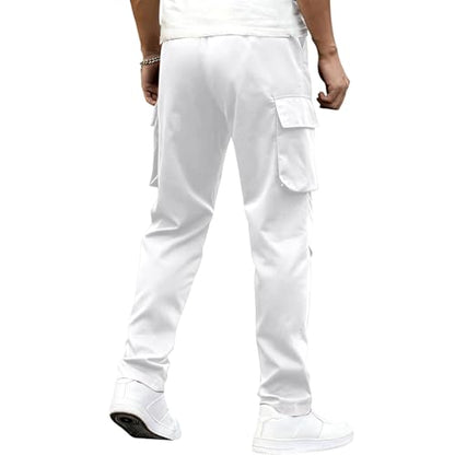 Men Cargo Pants Ripstop Heavy Duty Tactical Waterproof Deep Pockets Casual Beach Construction Tactical Pants for Men - color: A White, size: Large