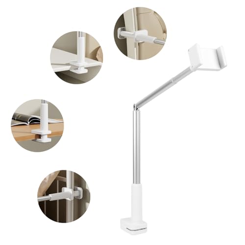 Adjustable Height Cell Phone Holder, Multi-Angle Aerial Mount with Clamp for Headboards, Bedside Tables