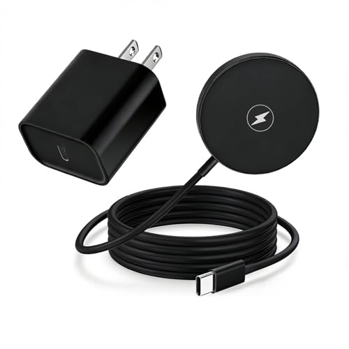 [Apple MFi Certified] iPhone Magnetic Wireless Charger 15W 6FT Mag-Safe Charging Pad with USB C Fast Wall Charger Block for iPhone 17 Pro Max/Air/16 Pro/16 Plus/15/14/13/12/AirPods Pro 3/2(Black)