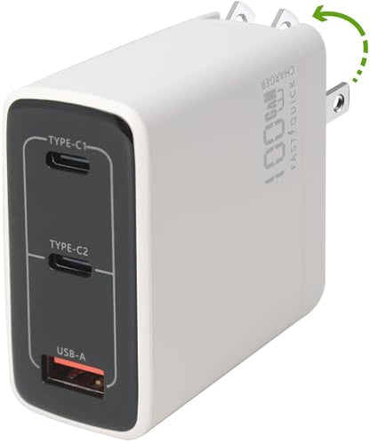 Fast 100W Dual USB-C Plus USB-A Charger - GaN Power Delivery - Fast Compact Power Adapter for Laptops, Smart Phones, Tablets and Thousands of Other Devices (White, 100W) - color: White, size: 100W