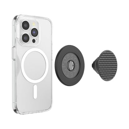 PopSockets Phone Grip for MagSafe, Magnetic Holder, Phone Stand, Black - Alum Triangle Knurled Black - color: Black Knurl, style: MagSafe