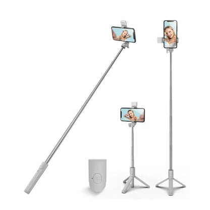 XIHAMA Selfie Stick Tripod with Light,3 in 1 Extendable Selfie Stick with Wireless Remote,Portable Phone Tripod Stand Compatible with iPhone 16 15 14,Samsung Smartphone and More - color: White+Light