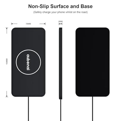 Wireless Car Charger Pad, 15W Fast Charging Pad with 70cm Extension Cable, Non Slip Car Wireless Phone Charger Mat Compatible with iPhone 16/15/14/13, AirPods, Samsung S25 S24(Extension USB-C) - color: Black-Extension USB-C
