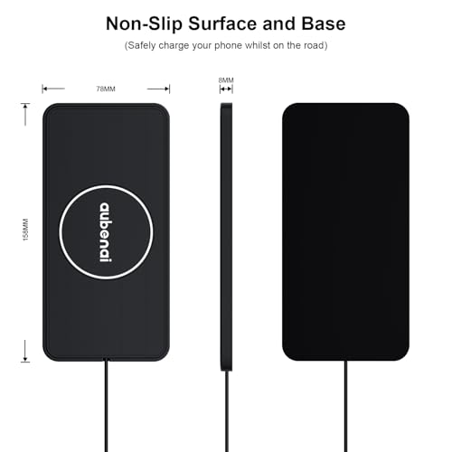 Wireless Car Charger Pad, 15W Fast Charging Pad with 70cm Extension Cable, Non Slip Car Wireless Phone Charger Mat Compatible with iPhone 16/15/14/13, AirPods, Samsung S25 S24(Extension USB-A) - color: Black-Extension USB-A