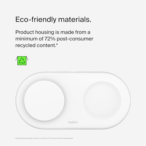 Belkin Qi2 15W 2 in 1 Wireless Charging Pad with USB-C Port - color: White, style: 2 in 1