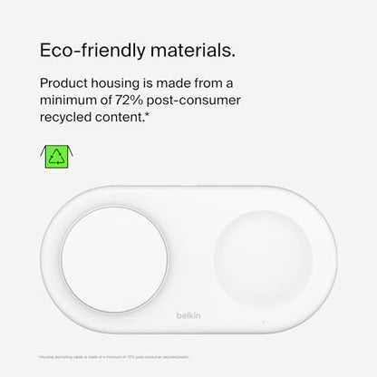 Belkin Qi2 15W 2 in 1 Wireless Charging Pad with USB-C Port - color: White, style: 2 in 1