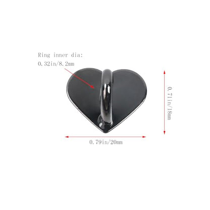 12Pcs Phone Charm Hook Adhesive (Heart Shaped, Black, Small) - color: Black (S)