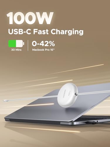 UGREEN 100W Retractable USB C Cable, Fast Charging, White, 3.3FT - color: White