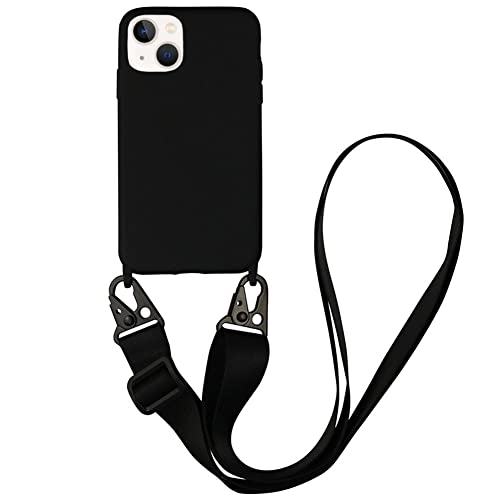 Crossbody Phone Case Compatible with iPhone 16 Pro, Cute Soft Silicone Cover with Lanyard Adjustable Shoulder Strap Shockproof Protector Women Girls Black - color: Black, size: iPhone 16 Pro
