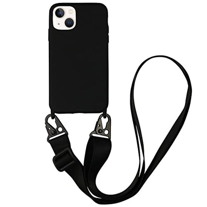 Crossbody Phone Case Compatible with iPhone 16 Pro, Cute Soft Silicone Cover with Lanyard Adjustable Shoulder Strap Shockproof Protector Women Girls Black - color: Black, size: iPhone 16 Pro