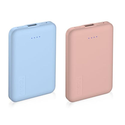 Miady 2-Pack Small Portable Charger 5000mAh Power Bank Travel Battery Pack - color: Cream Blue+ Pink-1