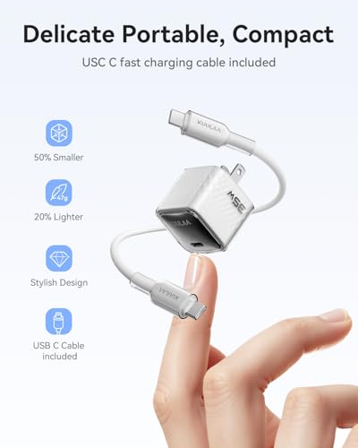 Kuulaa USB C Charger Block 35W iPhone Charger Fast Charging GaN PPS Compact Wall Chargers Block, USB-C Power Adapter for iPhone 16/15/14/13, Galaxy S25/S24/S23 (White)