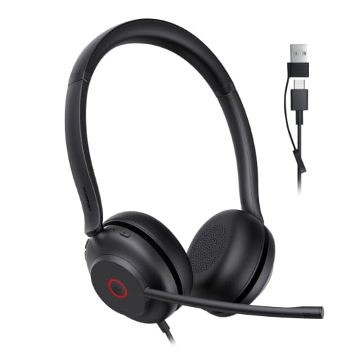 Yealink UH35 2nd Gen Wired Headset, USB-C/A,AI Noise Canceling Mic,HD Audio - color: UH35 2nd USB-C/A, size: Dual-Ear (UC)
