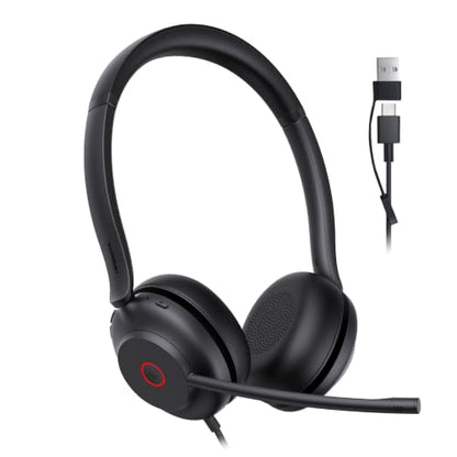 Yealink UH35 2nd Gen Wired Headset, USB-C/A,AI Noise Canceling Mic,HD Audio - color: UH35 2nd USB-C/A, size: Dual-Ear (UC)
