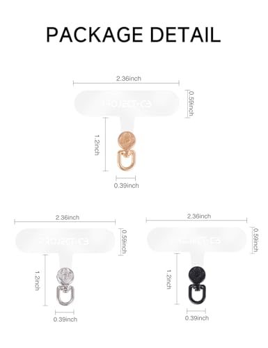 Phone Tether Tab 2 Pack,Universal Phone Lanyard Patch without Adhesive,Phone Strap Replacement Part for Cell Phone (Clear-Gold) - color: Clear-gold