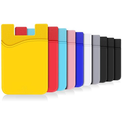 SHANSHUI Phone Card Holder, 10 PCS Cell Phone Wallet, Strong Adhesive Sticker Credit Card Holder Stick on Compatible for iPhone, Android & Most Smartphones - color: Multi-Colors(10 Pack)