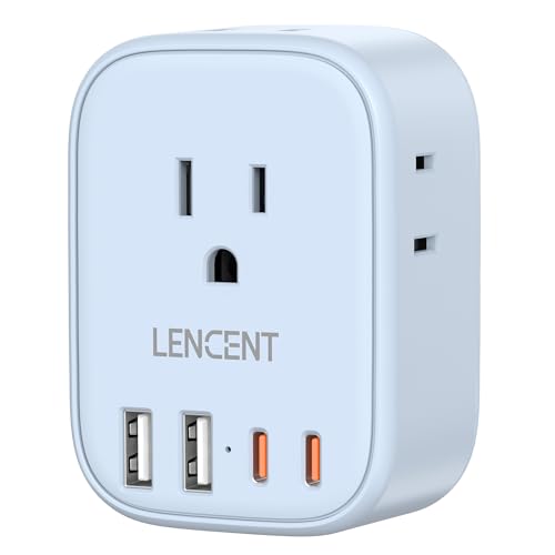 LENCENT Multi Plug Outlet Extender with USB C, Electrical Outlet Expander - color: Blue