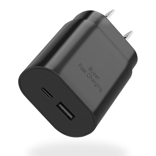 Type C Charger,25W Super Fast Charger Dual Port USB C Wall Charger, Quick Charging Block Compatible with Samsung Galaxy S25 S24 S23 S22/S22 Plus/S20/S21 Ultra Plus,Note 20/Note 10 Plus/iPhone 16/15