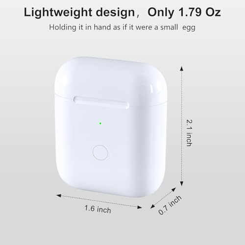 Wireless Charging Case Replacement Compatible with AirPod 1 2, Air Pods 1 2 Charger Case with Bluetooth Pairing Without Earbuds, White