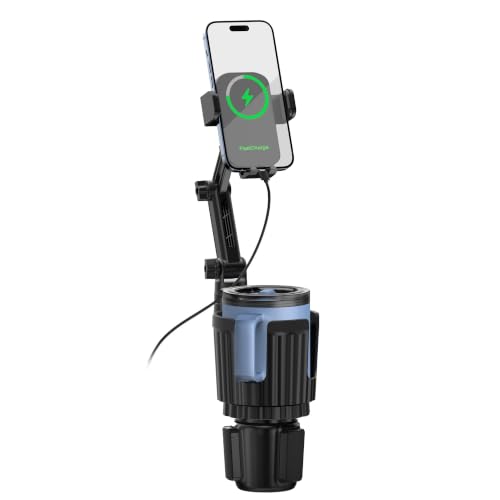 SAGRUILA 2-in-1 Cup Phone Holder for Car with up to 15W Wireless Charging