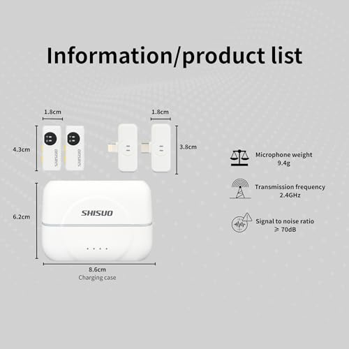 Dual Wireless Lavalier Microphone for iPhone Android, 2 Receivers - color: white and silver
