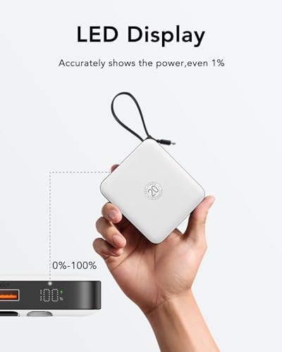 VRURC Battery Pack Portable Charger 10000mAh, 22.5W Fast Charging - color: White
