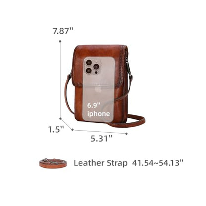 Iswee Rfid Blocking Small Crossbody Bag for Women Travel Classic Style | Genuine Leather,Adjustable Shoulder Strap,Fits 6.9" Phone,Anti-Theft Purse,Perfect for Daily Use and Weekend Travel - color: Brown