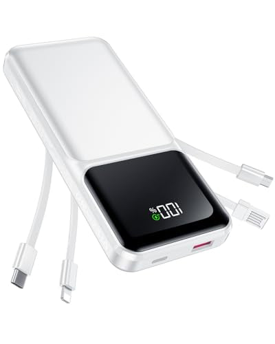 Portable Charger with Built in Cable 20000mAh Fast Charging - color: White