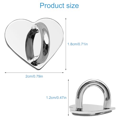 4 Pcs Phone Charm Hooks, Adhesive Metal Cell Phone Finger Grip Loops Stand, Heart Grip Rings Charm Holder, for DIY Cellphone Case Tablets Hanging Supplies(Black, Silver, Gold, Rose Gold)