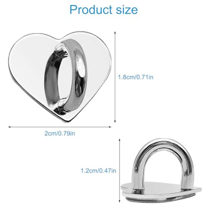4 Pcs Phone Charm Hooks, Adhesive Metal Cell Phone Finger Grip Loops Stand, Heart Grip Rings Charm Holder, for DIY Cellphone Case Tablets Hanging Supplies(Black, Silver, Gold, Rose Gold)