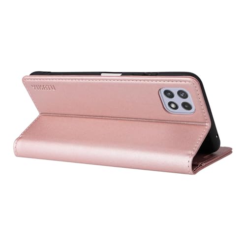 Compatible with Samsung Galaxy A22 Wallet Case PU Leather Flip Folio Case with Card Holder Magnetic Closure Shockproof Protective Phone Cover Rose Gold - color: Rose Gold, size: Samsung A22