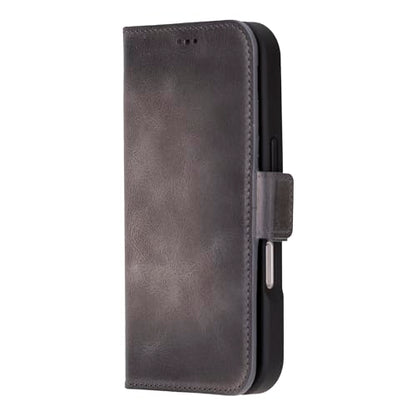 Bayelon Leather Wallet Case for iPhone 16 Pro 6.3" - Flip Cover Card Holder, iPhone 16 Pro Wallet Folio Case, Kickstand, MagSafe Compatible RFID, Real Leather iPhone 16 Pro Cover (Smoked Black) - color: Smoked Black, size: iPhone 16 Pro