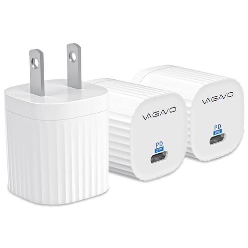 3Pack USB C Block for iPhone 17 Charging, 20W Mini USB C Wall Charger Block - color: ivory white