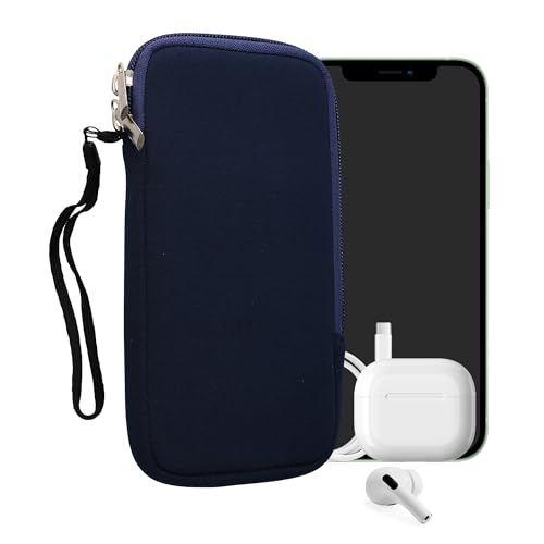 kwmobile Universal Phone Pouch Size XXL - 7" - Neoprene Smartphone Pouch with Zip - Water-Repellent Mobile Phone Case - Sleeve in Dark Blue - color: dark blue, size: XXL - 7"