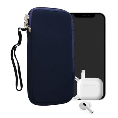 kwmobile Universal Phone Pouch Size XXL - 7" - Neoprene Smartphone Pouch with Zip - Water-Repellent Mobile Phone Case - Sleeve in Dark Blue - color: dark blue, size: XXL - 7"