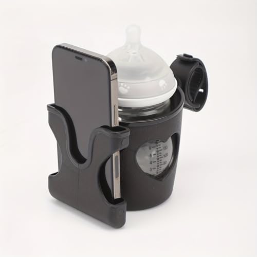 Trolley Cup Holder with Phone Mount, Bicycle Cup Holder, Universal Cup Holder, 2-in-1 Phone Stand Suitable for Strollers, Bicycles, Wheelchairs, Scooters