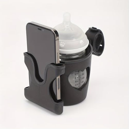 Trolley Cup Holder with Phone Mount, Bicycle Cup Holder, Universal Cup Holder, 2-in-1 Phone Stand Suitable for Strollers, Bicycles, Wheelchairs, Scooters