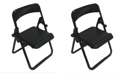 Jowxsx 2 Pcs Black Folding Chair Phone Stand,Folding Chair Phone Holder,Mini Folding Chair Cell Phone Stand Holder,Foldable Chair Shape Universal Mobile Multi-Angle Cradle for Desk, Cell Phone Stands