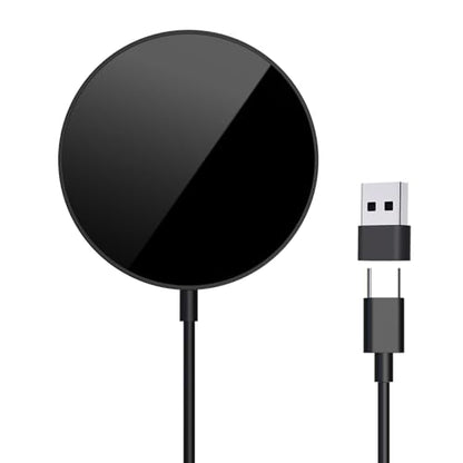for MagSafe Charger, Magnetic Wireless Charging Pad for iPhone 17/17 Pro/17 Pro Max/Air/16 15 14 13 12 Pro Max Plus mini & AirPods 2 3 Pro, Strong Magnet, USB-C/A Ports (Black) - color: Black
