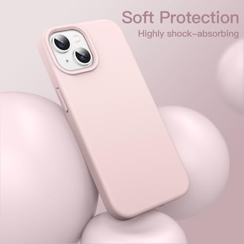 JETech Silicone Case for iPhone 14, Pink | Silky Soft Touch, Shockproof Protection, Scratch Resistant, Microfiber Lining - color: Pink, size: iPhone 14